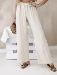 Kalhoty se širokými nohavicemi béžový