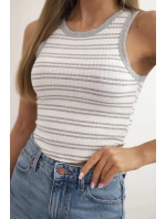 Dámská bavlněná pruhovaná bez rukávů šedá