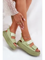 Sandały Damskie Na Platformie Z Rzepami Zielone Nitepira Sandały Damskie Na Platformie Z Rzepami Zielone Nitepira