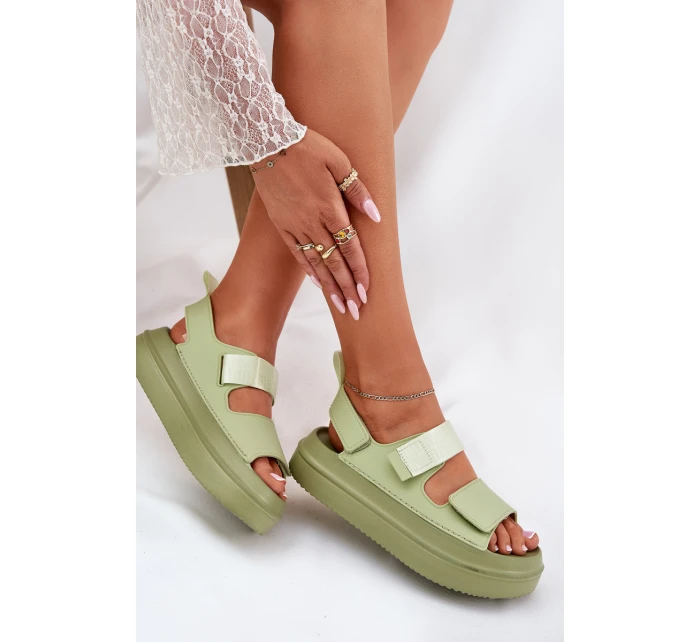 Sandały Damskie Na Platformie Z Rzepami Zielone Nitepira Sandały Damskie Na Platformie Z Rzepami Zielone Nitepira
