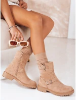 Dámské semišové béžové kozačky Dstreet model 21993751 - FashionStreet