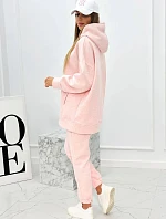 Zateplený set s mikinou s kapucňou prášková ružová melanž