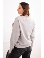 Dámska mikina z elastického bavlneného materiálu basic s okrúhlym výstrihom sivá