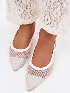 Síťované baleríny s odhalenou patou bílé Pyvona