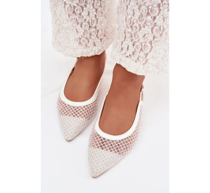 Síťované baleríny s patou bílé model 22032126 - Boto