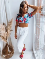 Dámsky vzorovaný tyrkysový top FLOWER BOOM FashionStreet RY2230