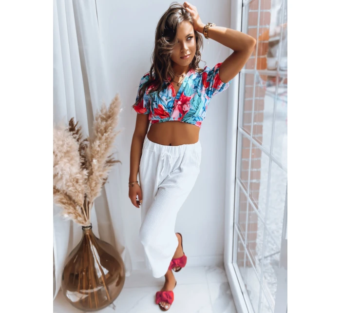 Dámsky vzorovaný tyrkysový top FLOWER BOOM FashionStreet RY2230