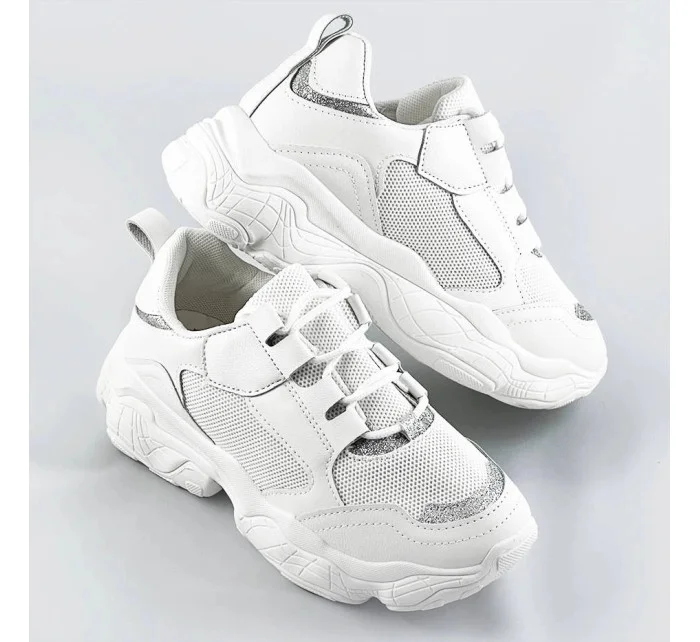 Biele dámske šnurovacie tenisky "sneakers" (172)