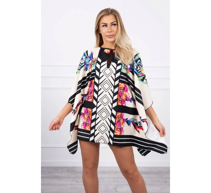 model 18746606 šaty s vázáním v pase ecru - K-Fashion