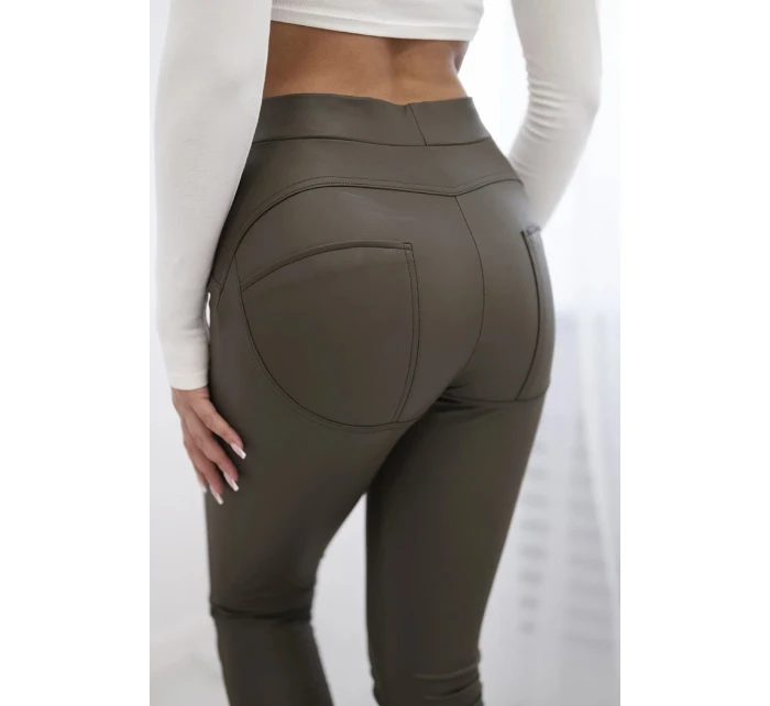 Push up kalhoty z eko kůže khaki Push up kalhoty z eko kůže khaki
