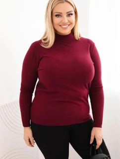 Dámsky sveter v nadmernej veľkosti z viskózy s rolákom bordovej farby