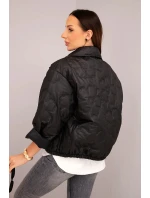 Dámská jarní prošívaná bunda s květinovým vzorem černá