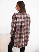 Dámská košile z viskózy s model 22557795 vzorem s dlouhým rukávem hnědá - K-Fashion Dámská košile z viskózy s model 22557795 vzorem s dlouhým rukávem hnědá - K-Fashion