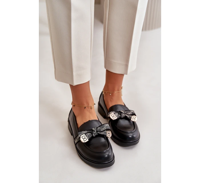 Damskie Mokasyny Z Kokardą S.Barski HY42-331 Czarne