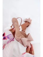 Szpilki Z Odkrytymi Piętami I Kokardką Beżowe Eklevia