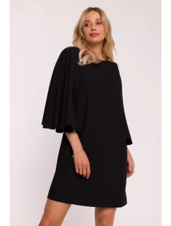 S426 Mini šaty s netopierími rukávmi - čierne