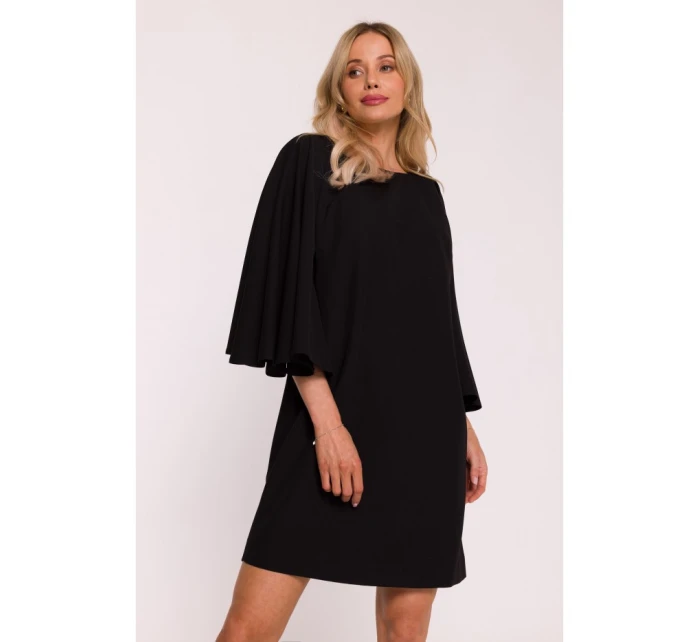 model 21470745 Mini šaty s netopýřími rukávy černé - STYLOVE model 21470745 Mini šaty s netopýřími rukávy černé - STYLOVE