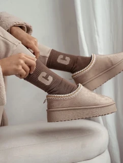 Dámske froté ponožky s písmenom C Brown