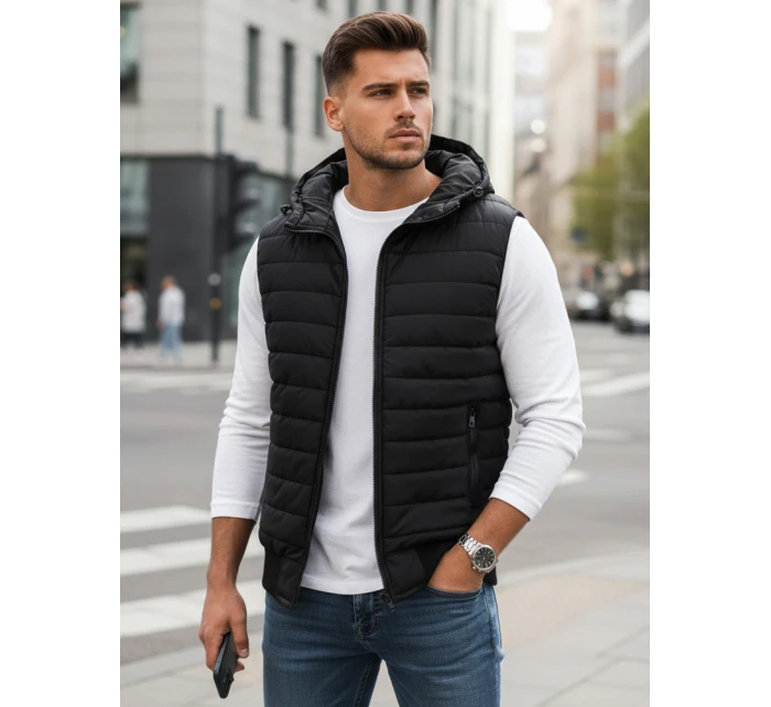 Pánska čierna vesta FashionStreet TX4235 Pánska čierna vesta FashionStreet TX4235