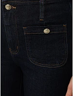 Dámske džínsy s vysokým pásom a širokými nohavicami tmavomodré FashionStreet UY2949