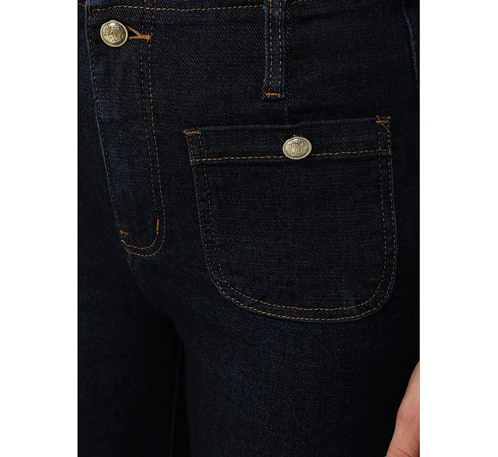 Dámske džínsy s vysokým pásom a širokými nohavicami tmavomodré FashionStreet UY2949