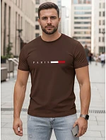 Koszulka męska bawełniana z napisem PARIS brązowa model 22316069 - FashionStreet Koszulka męska bawełniana z napisem PARIS brązowa model 22316069 - FashionStreet