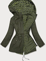 Khaki-limetková dámska bunda parka 2 v 1 (W702)