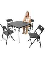 Stôl na stolovanie KOMPAKTNÝ STÔL 86,5x86,5x71 cm a 4 sedadlá ČIERNA