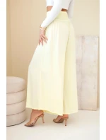 Dámske viskózové nohavice s elastickým pásom žlté