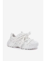 Sneakersy Damskie Z Podwójnym Sznurowaniem Białe Onivetta