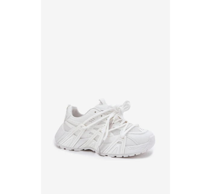 Sneakersy Damskie Z Podwójnym Sznurowaniem Białe Onivetta