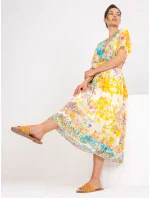 Šaty DHJ SK 15967 1.01P biela a žltá