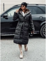 Dámska dlhá prešívaná bunda VELVETTI s kapucňou obojstranná čierna FashionStreet TY4654