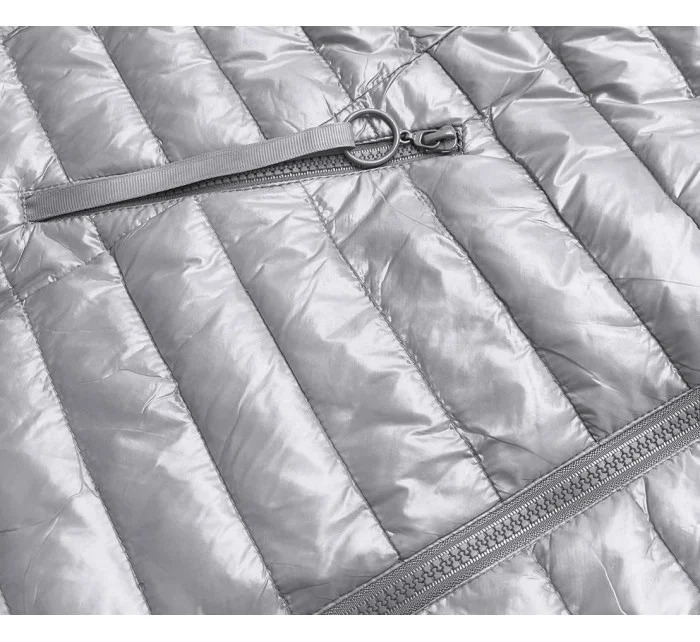 Obojstranná šedá dámska kvetovaná bunda (PC-7509-61)