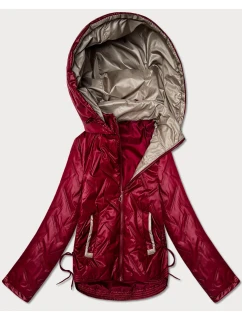 Dámska ľahko zateplená krátka bunda s kapucňou Goodlookin tmavo červená (B8595-27)