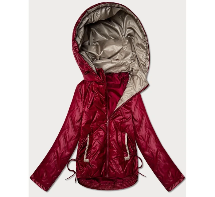 Dámska ľahko zateplená krátka bunda s kapucňou Goodlookin tmavo červená (B8595-27)