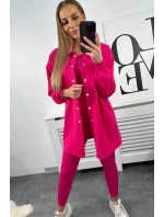 3dílný set model 18753675 top a legíny fuchsiová - K-Fashion 3dílný set model 18753675 top a legíny fuchsiová - K-Fashion