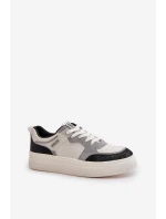 Damskie Niskie Sneakersy Z Eko Skóry Big Star OO274028 Biało-Szare Damskie Niskie Sneakersy Z Eko Skóry Big Star OO274028 Biało-Szare