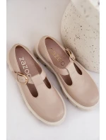 Kožené Polobotky S Přezkou model 21683956 Béžové - Zazoo
