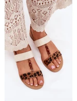 Ploché Dámské Sandály S Leopardí Hnědé model 21702265 - Boto Ploché Dámské Sandály S Leopardí Hnědé model 21702265 - Boto