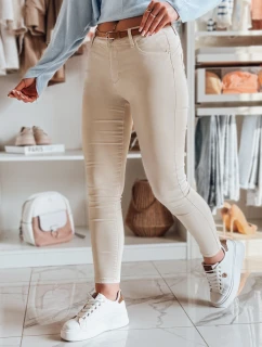 Dámske džínsové nohavice s opaskom CLARET v svetlo béžovej farbe FashionStreet UY2440