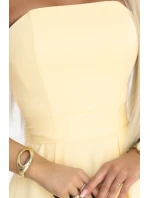 641-3 VIVIENNE korzetové midi šaty s opaskom - pastelovo žlté 641-3 VIVIENNE korzetové midi šaty s opaskom - pastelovo žlté