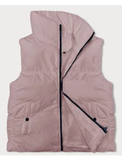 Ružová páperová dámska vesta so stojačikom (5M3150-46)