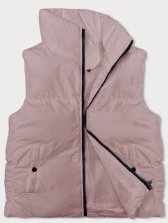 Růžová péřová dámská vesta se stojáčkem model 18914588 - J.STYLE