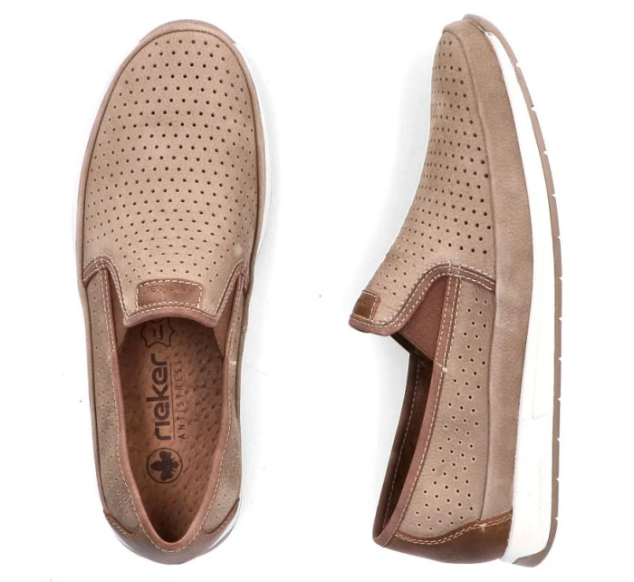 Skórzane męskie  brązowe model 22034143 - Rieker