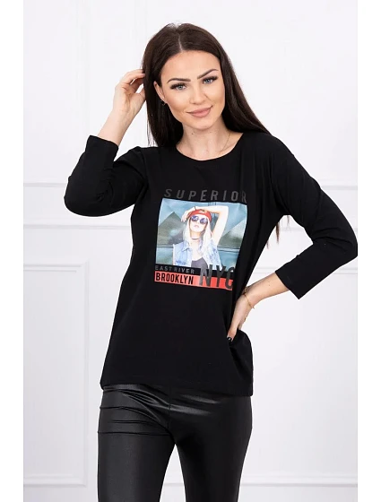 Halenka s potiskem model 18744200 černá - K-Fashion