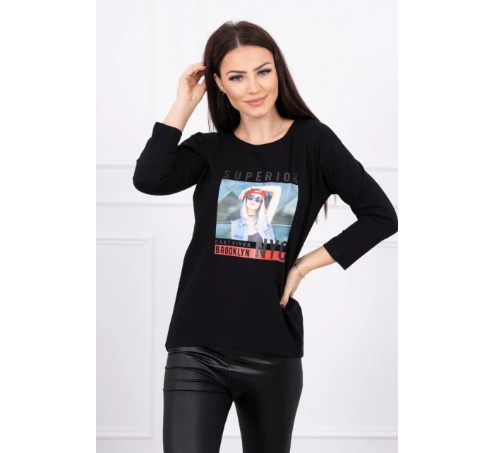 Blúzka s potlačou Superior čierna