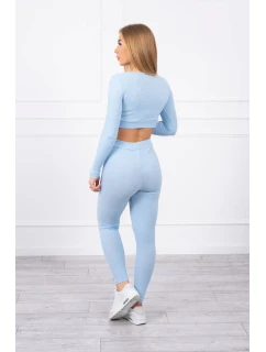 Komplet z blúzok top prążkowany niebieski