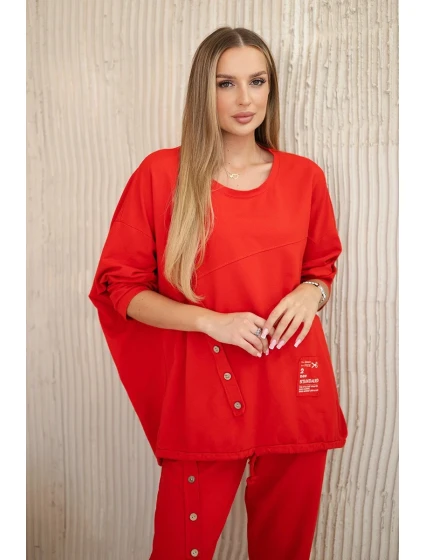 Oversize bavlněný komplet teplákové + kalhoty červený Oversize bavlněný komplet teplákové + kalhoty červený
