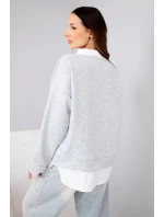 Dámská máslová mikina z viskózy s model 22014165 vsadkou šedá - K-Fashion